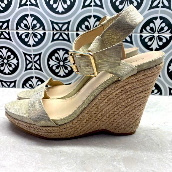 Calvin Klein Noella Gold Metallic Wedge Sandal - Picture 1 of 11